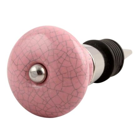 Pink Black Crackle Ceramic Wine Stopper 